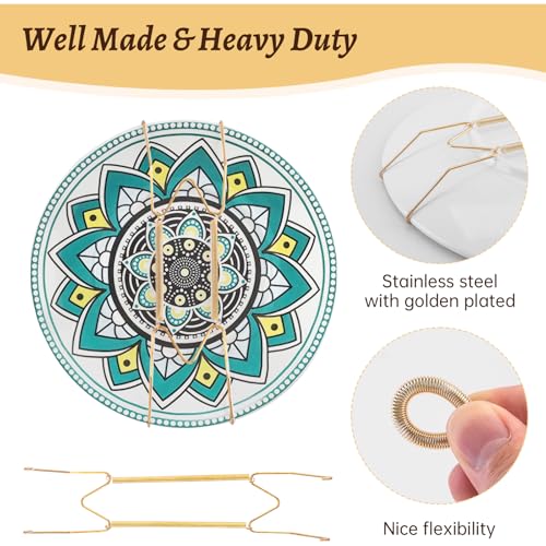 6-8 Inch Gold Plate Wall Hangers Set - 3 Pieces, Invisible Wall Plate Holders for Ceramic & Porcelain Decor