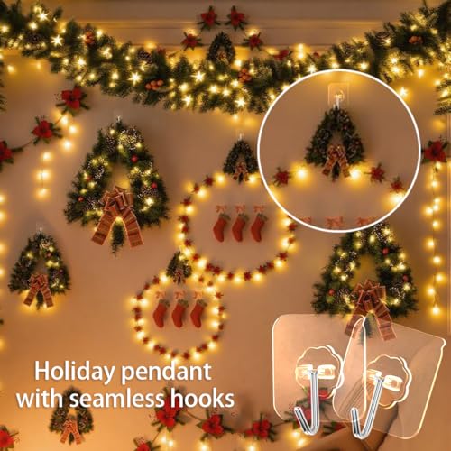 PapaPick 16Pcs Heavy-Duty Transparent Self-Adhesive Wall Hooks 33lb Max Load