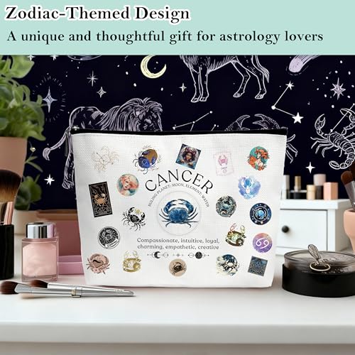 Beshoul Cancer Zodiac Makeup Bag Canvas Travel Cosmetic Pouch