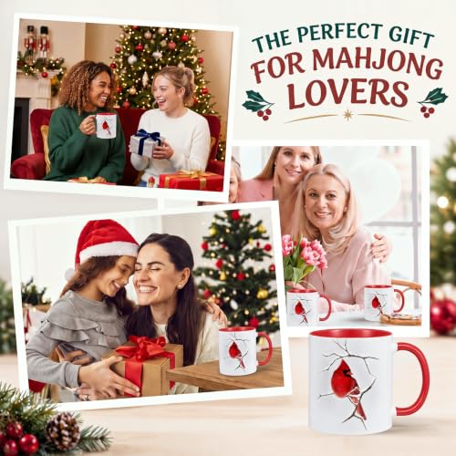 Christmas Cardinal Gift Mug 11oz with Snowy Branch - Holiday Ceramic Cup - Cardinal Bird Variation
