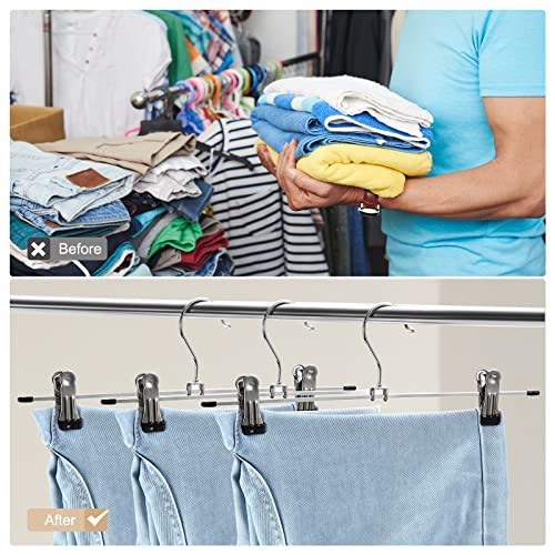 GUANJUNE Adjustable Non-Slip Metal Hangers - Space Saving 10 Pack