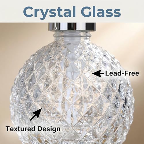 OHEETU 220ml Clear Glass Soap Dispenser with Rust-Resistant Silver Pump