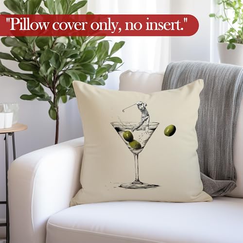 Funny Golf Martini Throw Pillow Cover - 18x18 Decorative Cushion