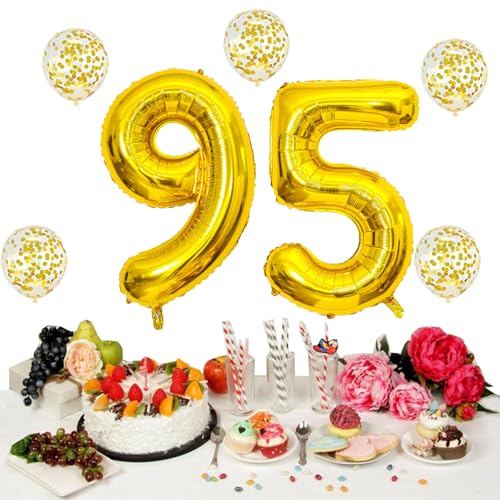 40" Gold Foil Balloons Set - Jumbo 95th Birthday & Wedding Decorations