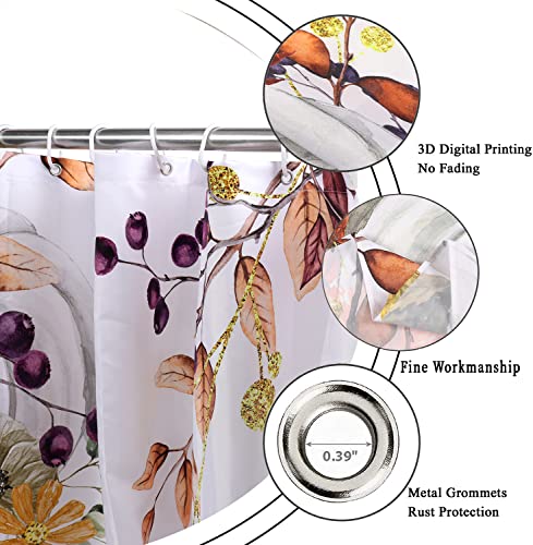 Gold Leaf Pumpkin Shower Curtain - 72x72 Inch Fall Thanksgiving Decor