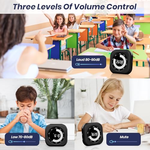 PERSUPER Visual Timer for Kids - Rechargeable Black-1, 10-Hour Count Up/Down