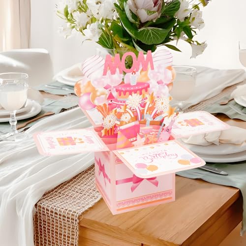 Happy Birthday Mom Pop-Up Card – Cute 3D Greeting Card