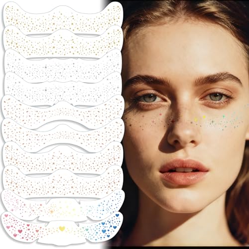 Villorem Glitter Freckles Temporary Face Tattoos - 10pcs Festival Patches
