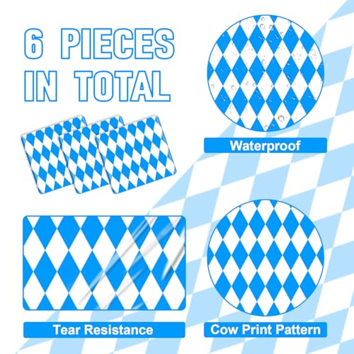 6-Pack Blue and White Checkered Oktoberfest Table Runners 14x108