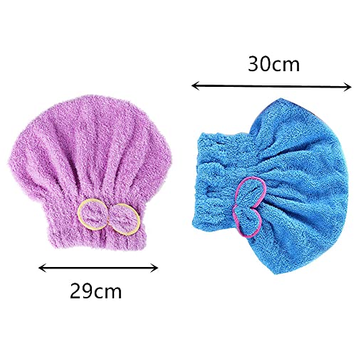 2 Pcs Microfiber Hair Drying Towel Set - Ultra Absorbent Bowknot Turban