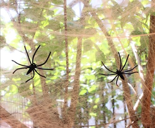 Spooky Halloween Decorations with Spider Webs & Spiders - 2pcs