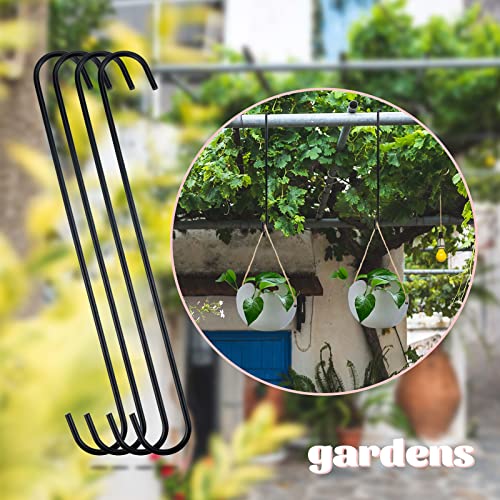 Bercoor Heavy Duty 11.8 Inch Black S Hooks - Large Plant & Kitchen Organizer