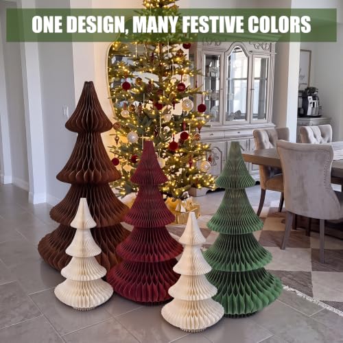 Olive Green 4 ft Honeycomb Paper Christmas Tree - Large Foldable Holiday Decor