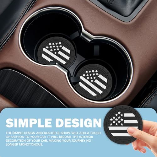 American Flag Car Cup Holder Coasters - 4 Pack, 2.75 Inch Anti-Slip