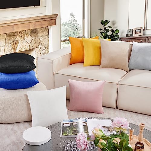 Deconovo Velvet Throw Pillow Covers 24x24 Inch - Black, Set of 2