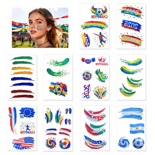 Achoulei 45 Pcs Soccer Temporary Tattoos World Cup Party Favors