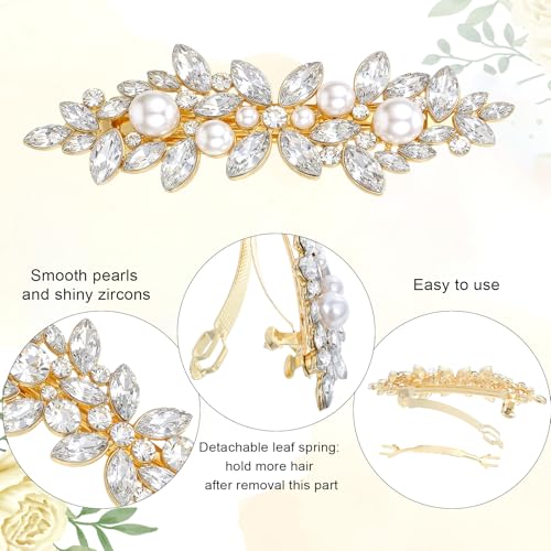 Nogeqi 4 Pcs Rhinestone Hair Clips Crystal Wedding Barrettes