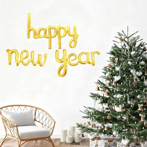 21 Inch Gold Happy New Year Balloons 2026 - Festive Party Decor