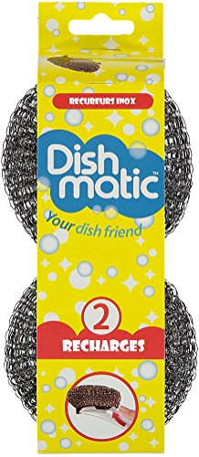 Dishmatic Stainless Steel Sponge Refills - 2 Pack for Dishmatic Handles