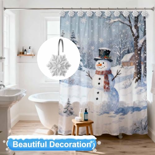 VinTS 12-Pack Silver Snowflake Shower Curtain Hooks for Christmas Decor
