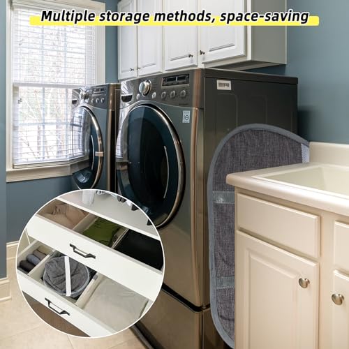 Hedonlee 90L Collapsible Laundry Basket, Square Tear-Proof Mesh Hamper - Blue