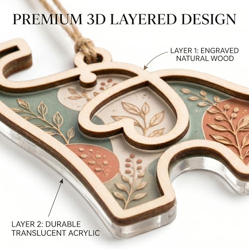 Friendship Elephant Ornament, 2-Layer Acrylic Sun Catcher Gift for Women