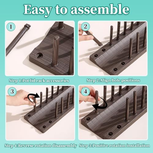 Berglander 14" Adjustable Dish Rack & Vertical Lid Organizer for Kitchen