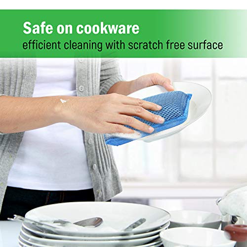 SCRUBIT Miracle Microfiber Kitchen Sponge - Heavy Duty Non-Scratch (Blue)