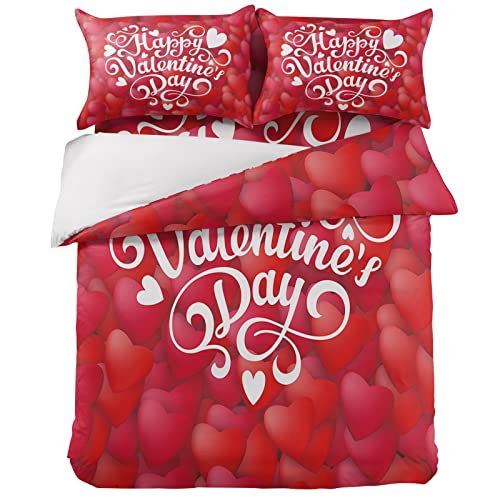 Valentine's Day Queen Bedding Set - Soft Microfiber Duvet Cover & Sheet