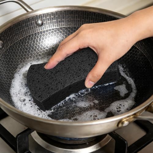 Black Heavy Duty Non-Scratch Cellulose Scrub Sponges - 6 Pack