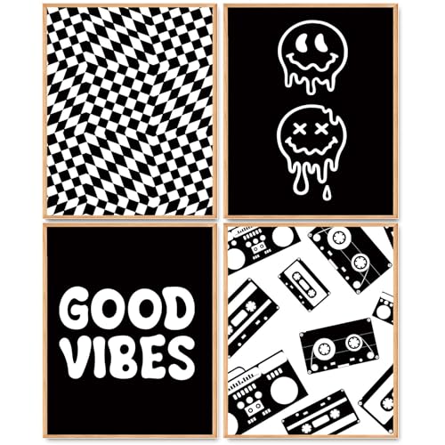 Hapons Retro Checkered Wall Art Decor - Smiley Face Prints