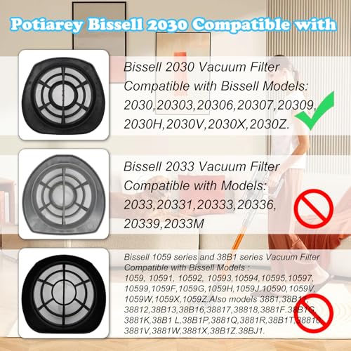 Potiarey Vacuum Filter & Foam Filter Replacement Kit for Bissell 2030 Series