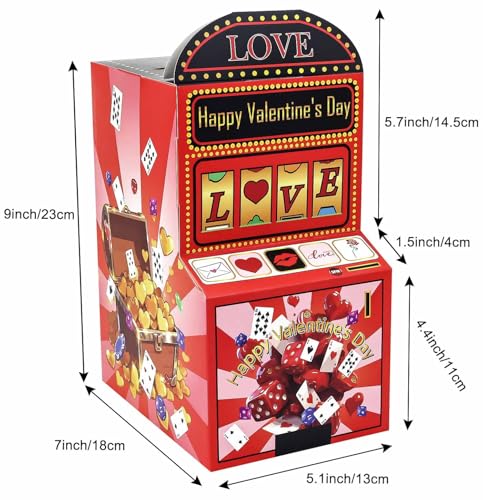 RINDOJIN 3D Slot Machine Valentine Card Box with 30 Cards