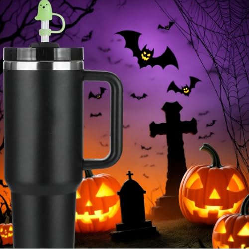 Halloween Luminous Silicone Straw Covers for Stanley Cups - 6 Pcs