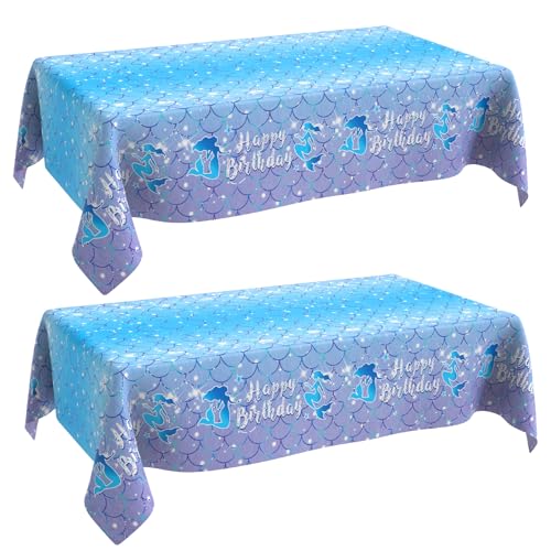 Mermaid Tablecloths - 2 Pack 54x108 Inch Ocean Party Decor