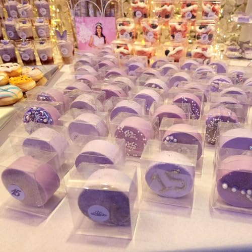 50 Pcs Clear Plastic Bakery Boxes for Treats & Gifts - 2.17"