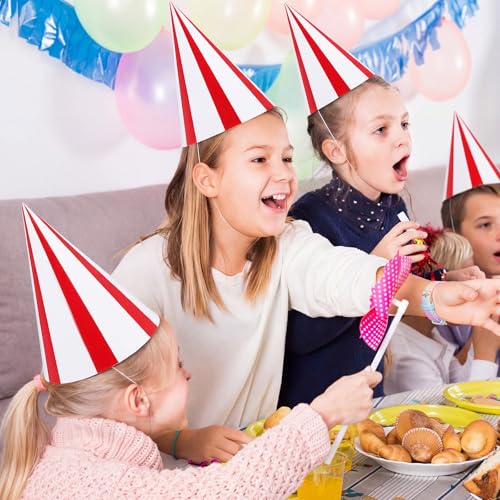 24 Pcs Kids Birthday Party Cone Hats with Elastic String