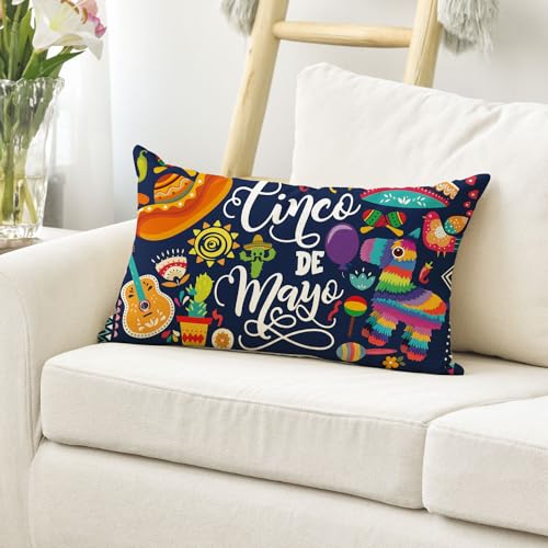 Cinco de Mayo Sombrero Guitar Balloon Pillow Cover 12x20