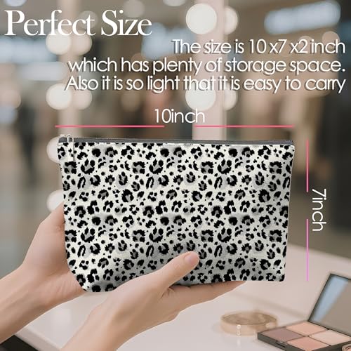 Leopard Makeup Bag for Women Preppy Cosmetic Pouch Travel Organizer
