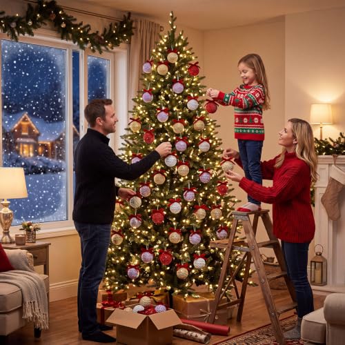 DIY Christmas Rhinestone Ornament Kit with 12 Plastic Balls & Sequin Supplies