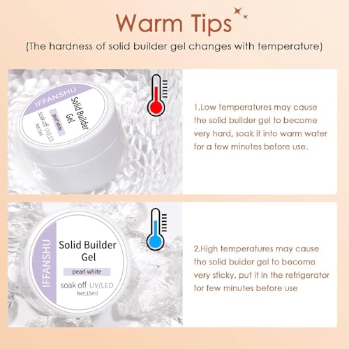 IFFANSHU Solid Builder Gel for Nails Pearl White 3D Sculpting 15g