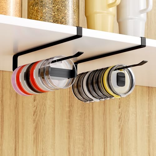 Quehun Black Tumbler Lid Organizer - Holds Up to 30 Lids, No Drill