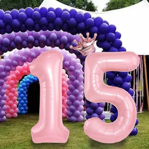 Rose Gold Crown Number 17 Balloon Set for Birthday & Celebrations