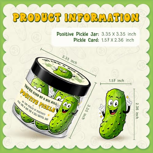Kilyhome Pickle Jar with 60 Daily Affirmation Cards - Funny Gift for Teens