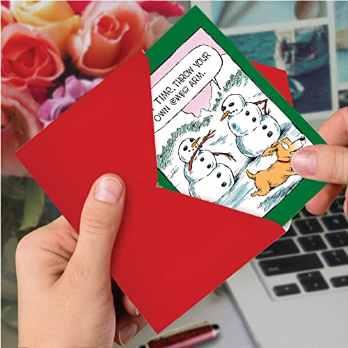 Funny Christmas Dog Snowman Arm Greeting Card - Holiday Humor, NobleWorks