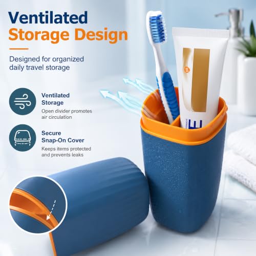 Portable Toothbrush Travel Case with Rinse Cup - 2-in-1 Oral Care Holder