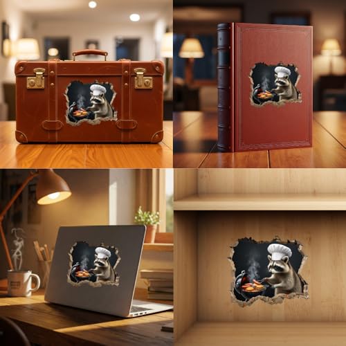 3D Raccoon Chef Wall Decal - Funny BBQ Grilling Sticker