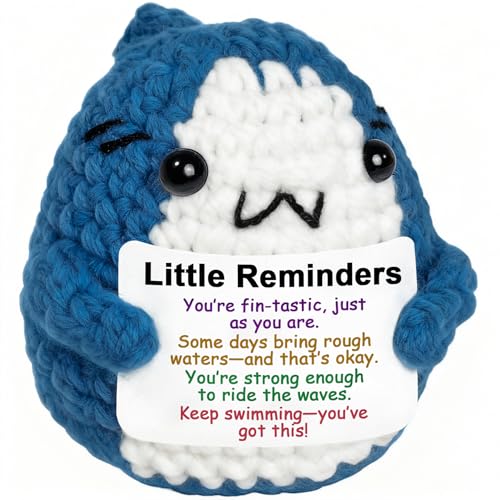 Positive Crochet Shark Plush – Emotional Comfort Reminders Gift