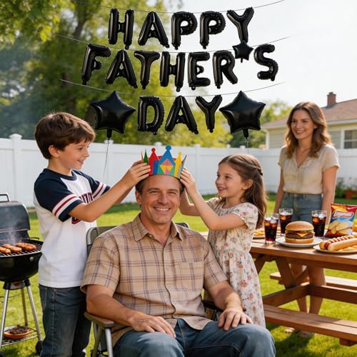 HAPPY FATHER’S DAY Balloons Banner Set with Star Balloons