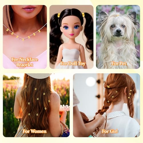Tyqour 100pcs Gold Hair Cuffs and Rings for Braids and Dreadlocks